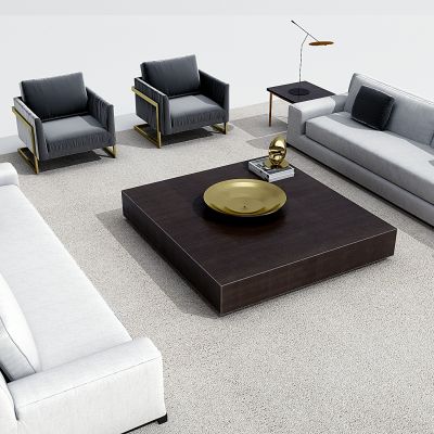 现代办公沙发茶几单人沙发
