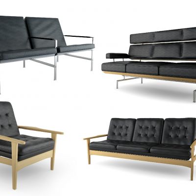 现代单人双人办公沙发公共座椅