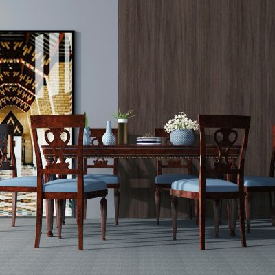 美式欧式古典圆形餐桌椅