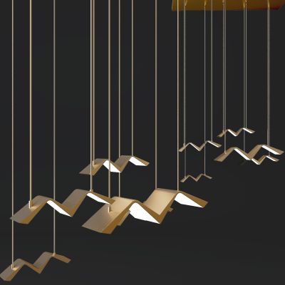 现代轻奢书造型吊灯