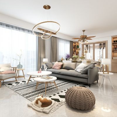 现代客厅原木家具