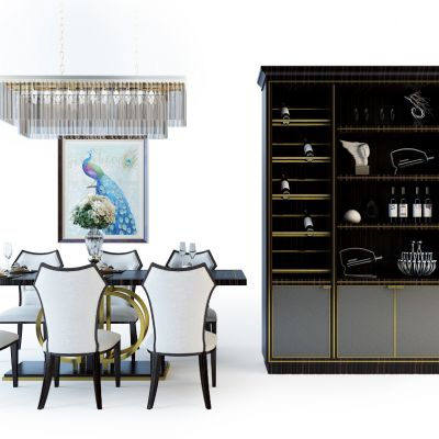 简欧餐桌椅酒柜