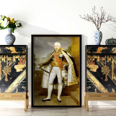 中欧混搭边柜装饰画