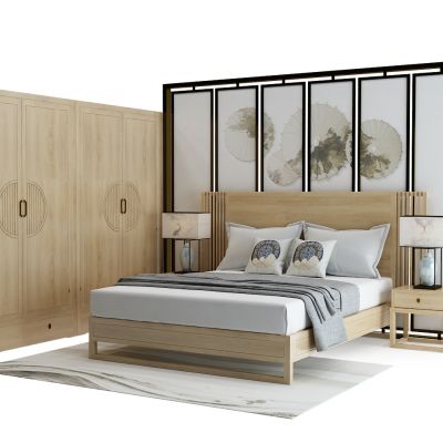 新中式实木双人床