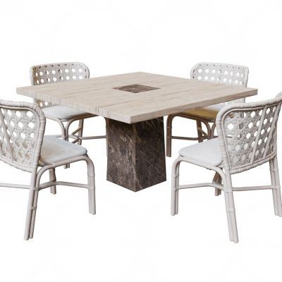 现代方形餐桌椅