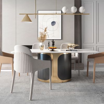 现代轻奢大理石餐桌椅