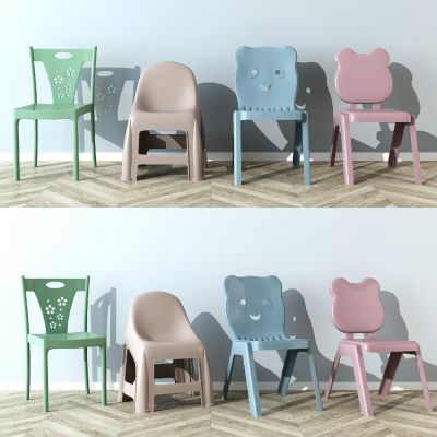现代儿童卡通塑料椅子矮凳组合