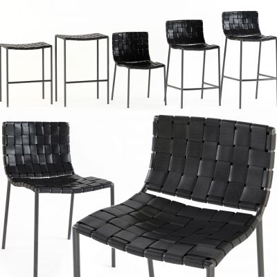 现代皮革编织吧椅