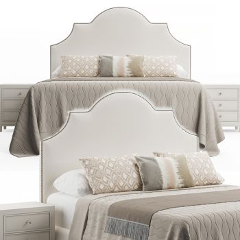 简欧式卧室特大床头板床