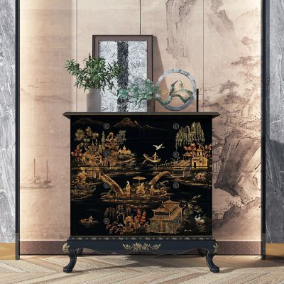 中式古典彩绘漆画