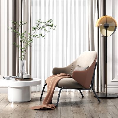 现代休闲椅边几组合3D模型