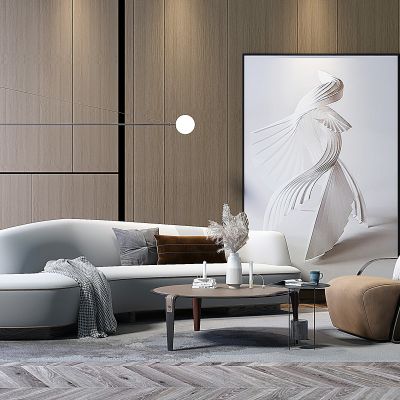 现代弧形转角沙发茶几