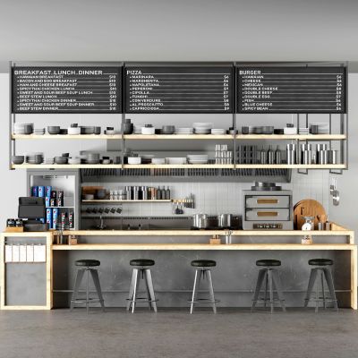 现代工业风咖啡吧收银前台