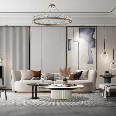 现代布艺沙发组合