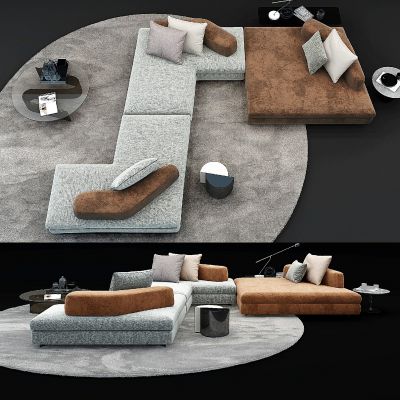 现代布艺拐角沙发