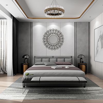 现代卧室床床头柜