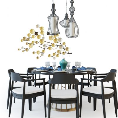 中式餐桌椅组合