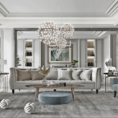 简欧美式法式轻奢客厅餐厅