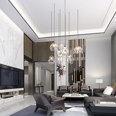 现代客厅沙发茶几组合吊灯