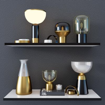 现代玻璃金属台灯组合