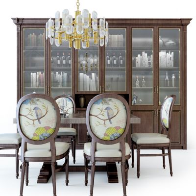 欧式餐桌椅组合酒柜