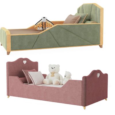 北欧布艺儿童单人床