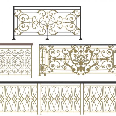 欧式铁艺金属大门雕花栏杆