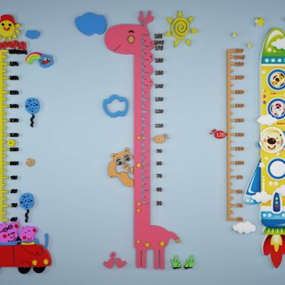 现代儿童墙上测量身高标尺