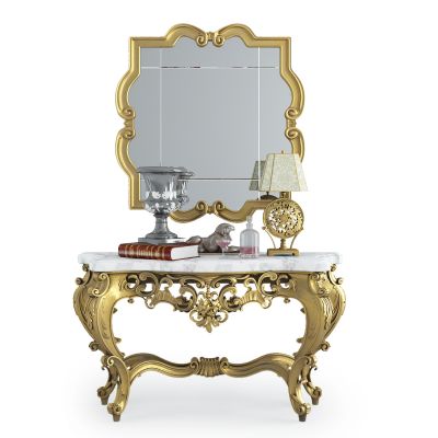 欧式法式雕花玄关柜摆台镜子条案摆台