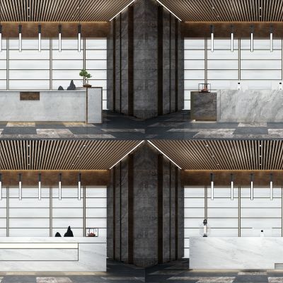 新中式办公酒店会所石材大理石接待台