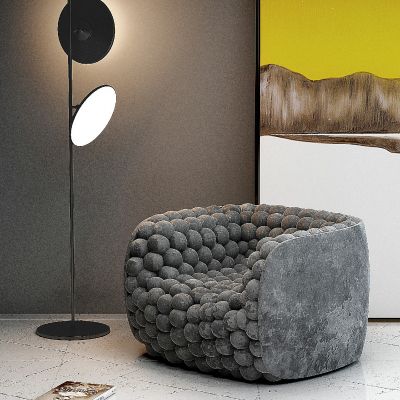 现代异形单人沙发落地灯组合