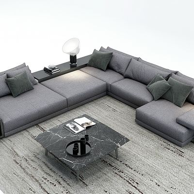现代布艺拐角沙发
