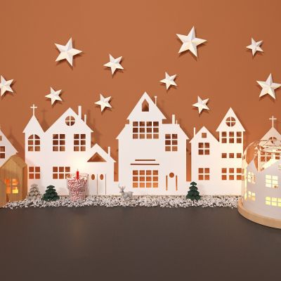 北欧儿童城堡剪纸墙饰摆件