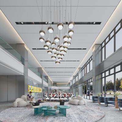 现代办公前台大厅接待区