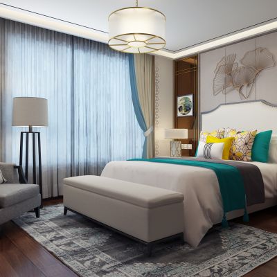 新中式简欧式卧室床