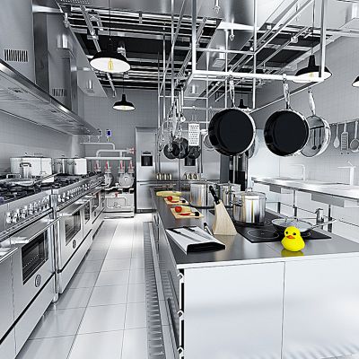 现代后厨厨房餐厅后厨厨具灶具