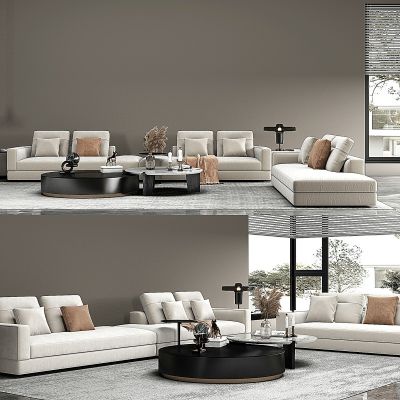 现代转角沙发茶几组合