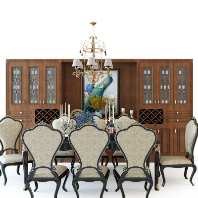 欧式餐桌椅酒柜