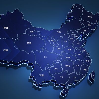 现代中国地图墙饰