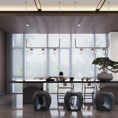 新中式茶室茶桌椅