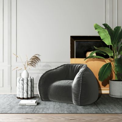 现代绒布懒人沙发边几