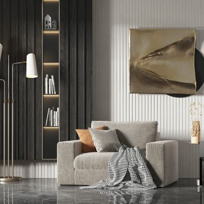 现代绒布单人沙发