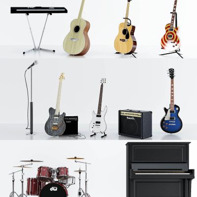 现代吉他架子鼓钢琴乐器组合
