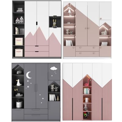 北欧儿童衣柜书柜