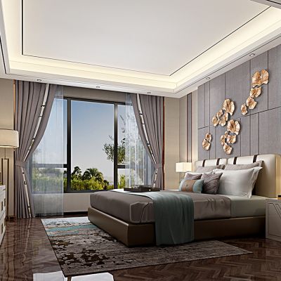 简约新中式卧室床花瓣挂饰挂件