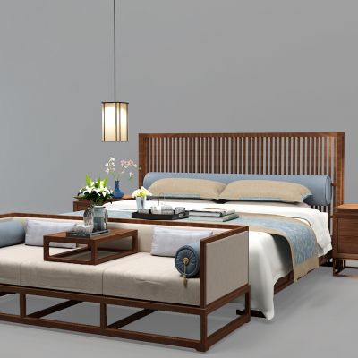 现代中式床