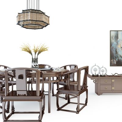 古典中式餐桌椅电视柜