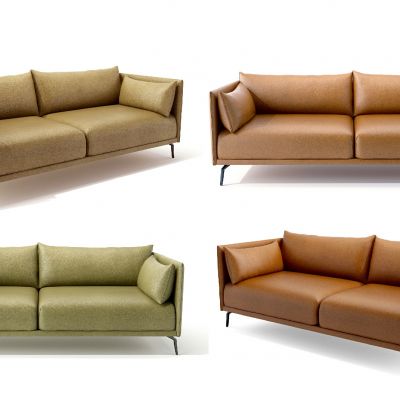 现代皮革双人办公沙发