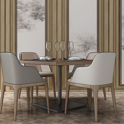 现代自助餐厅餐桌椅组合