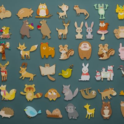 现代卡通动物墙贴